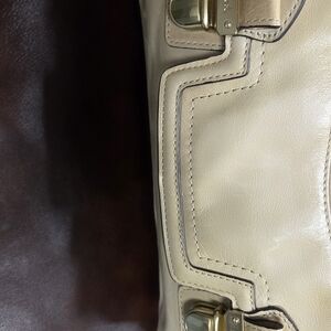 Coach Cream Leather Shoulder Bag with Gold Hardware